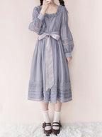 Purple Square Neck Classic Lolita Long Sleeve OP | CoyBunny
