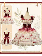 Red Velvet Mushroom Print JSK Dress with Heart Accent - Honey Machine | CoyBunny