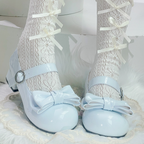 Sweet Lolita Blue Bow Round Toe Block Heel Mary Janes | CoyBunny