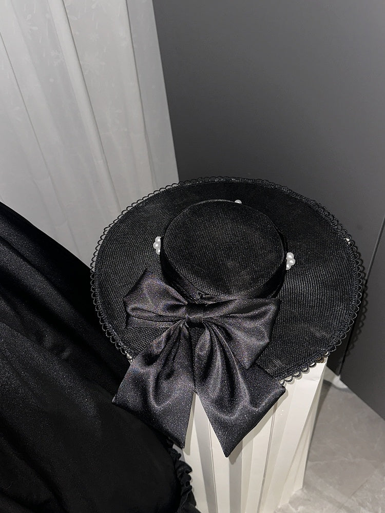 Black Satin Basque Waist Under Bust Classic Lolita JSK - Alice in Wonderland Lolita | CoyBunny