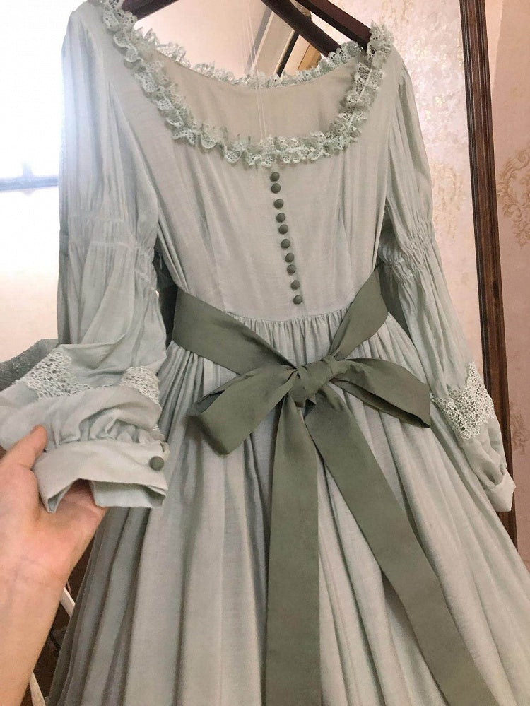 Green Square Neck Classic Lolita Long Sleeve OP | CoyBunny