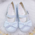 Sweet Lolita Blue Bow Round Toe Block Heel Mary Janes | CoyBunny