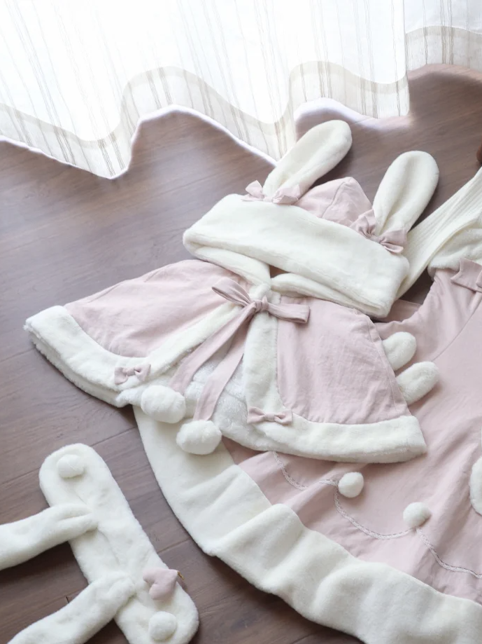 Pink Bunny Ears Hooded Cape | CoyBunny
