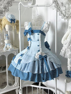 Blue Polka Dot Ruffled Sweet Lolita Jumper Skirt - Sweetheart Dream | CoyBunny