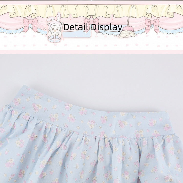 Blue Floral Print Bubble Shorts - serendipity | CoyBunny