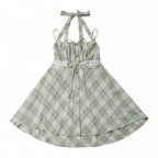 Green Plaid Halter Dress - PINK SAVIOR | CoyBunny
