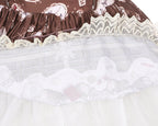Coffee Teddy Bear Sweet Lolita JSK - Chocolate Print with Lace & Big Bow | CoyBunny