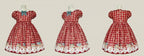 Red High-Waisted Cherry and Dessert Sweet Lolita Gingham Dress | CoyBunny