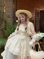 Kawaii Floral Decorated Dress with Asymmetrical Hem - Hard Candy | CoyBunny