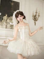 Boned Corset Waist Spaghetti Straps Dress Lolita JSK with Tiered Skirt - With PUJI | CoyBunny