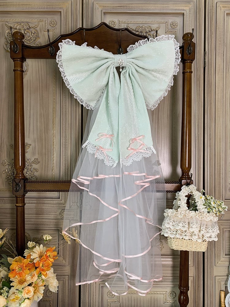 Mint Green Bows Layered Hime Lolita Jumper Skirt Set - Huating | CoyBunny