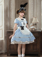 Blue and White Alice OP Dress with Apron - Sheep Puff Atelier | CoyBunny