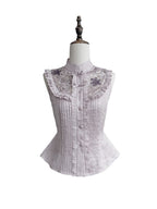 Light Purple Sleeveless Embroidered Elegant Blouse - Yimu Walnut | CoyBunny