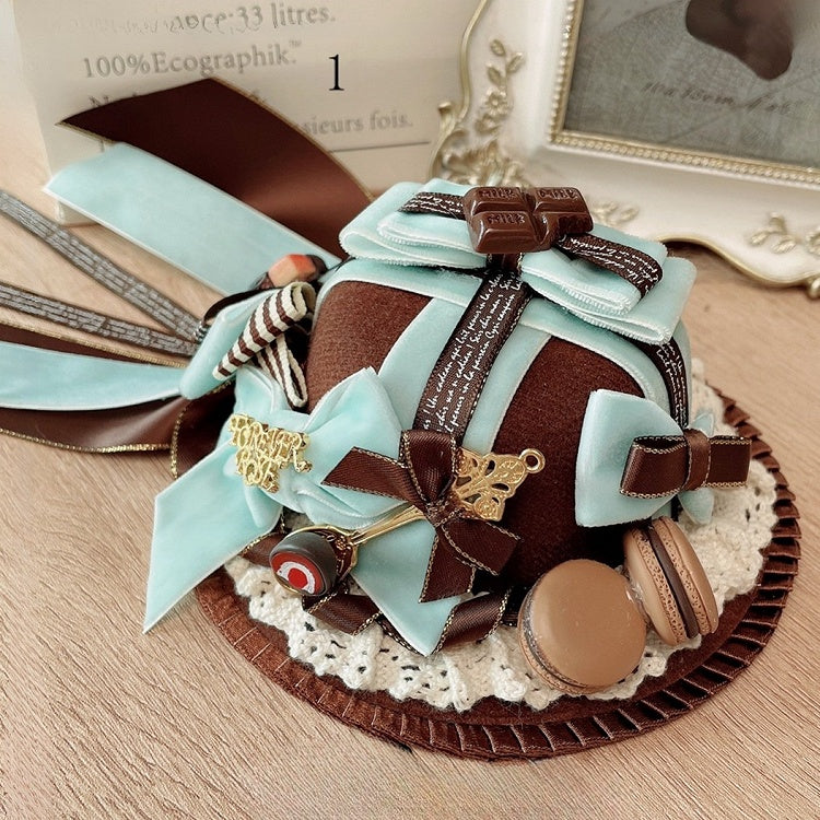 Sweet Lolita Chocolate with Bowknot Details Lace Trim Mini Hat | CoyBunny