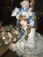Blue Bunny Ears Lolita Jacquard Ruffled Cape - Starry Messenger | CoyBunny