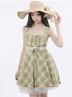 Green Plaid Halter Dress - PINK SAVIOR | CoyBunny