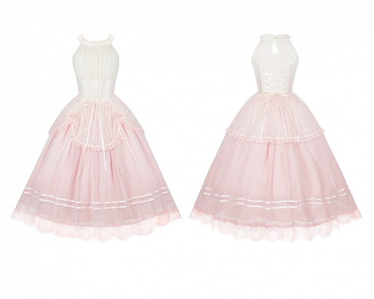 Pink Classic Gradient Lolita JSK Dress with Hairband and Clip - With PUJI | CoyBunny