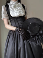 Black Satin Basque Waist Under Bust Classic Lolita JSK - Alice in Wonderland Lolita | CoyBunny