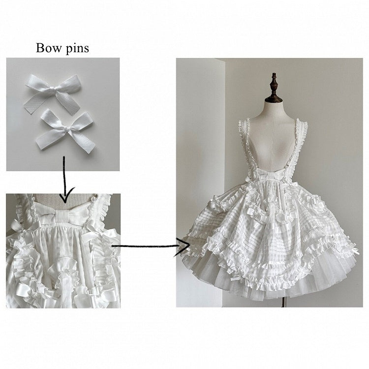 Ivory Checkered Frilly Bow Lolita Jumperdress | CoyBunny