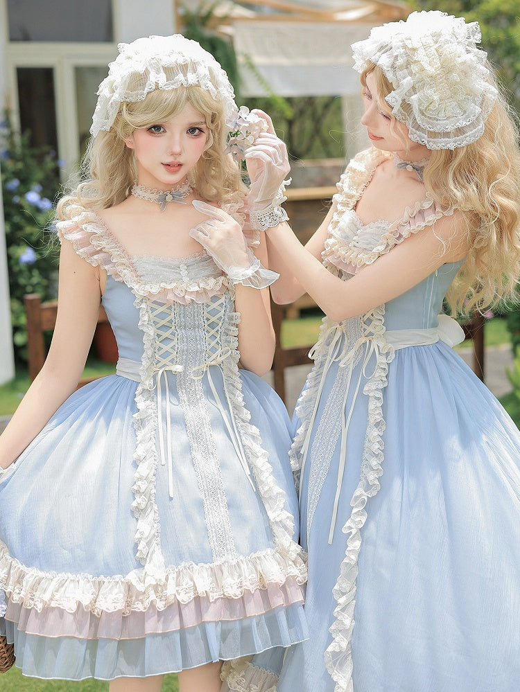 Blue Mini Bow Lace Collar Necklace - With PUJI | CoyBunny