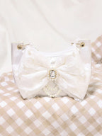 Sweet Lolita Satin Shoulder Bag with Sparkling Beaded Bow - Sheep Puff Bag | CoyBunny