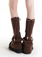 Knit Bow Bead Leg Warmers - ModaSwings | CoyBunny