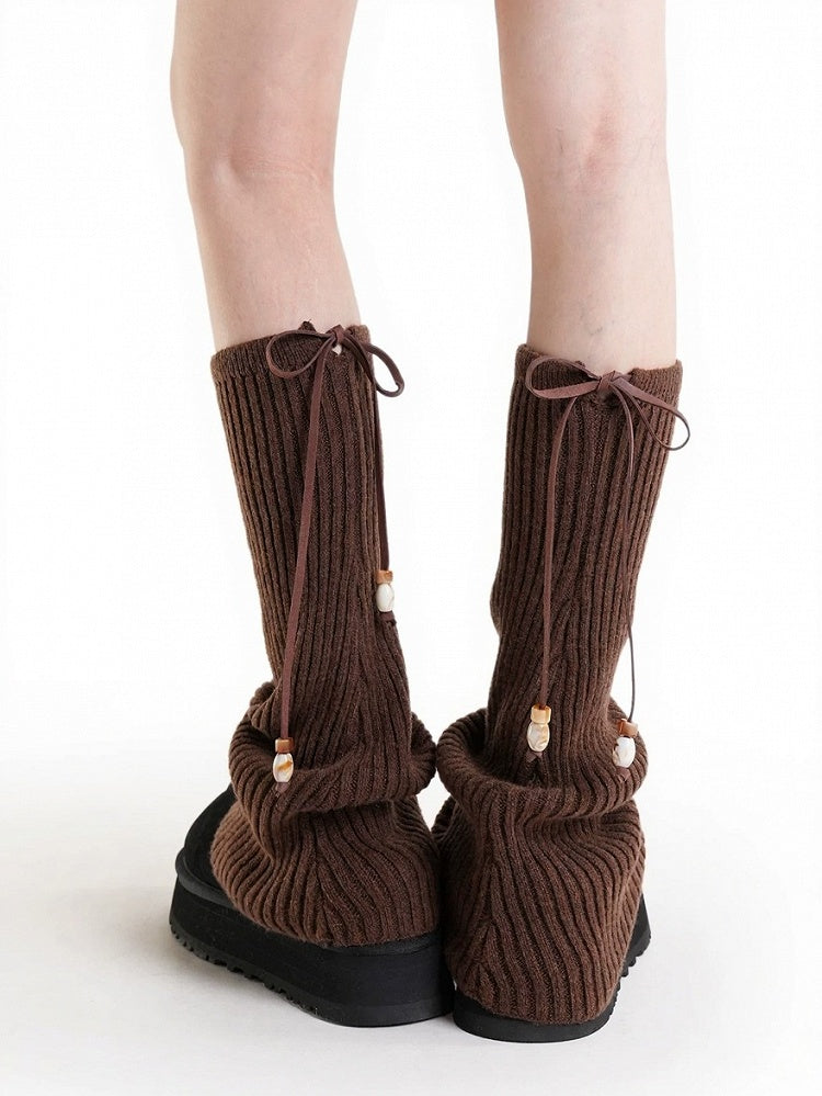 Knit Bow Bead Leg Warmers - ModaSwings | CoyBunny