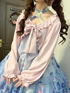 Sweet Pink Lolita Top with Bow and Ruffle Details - NANACO | CoyBunny