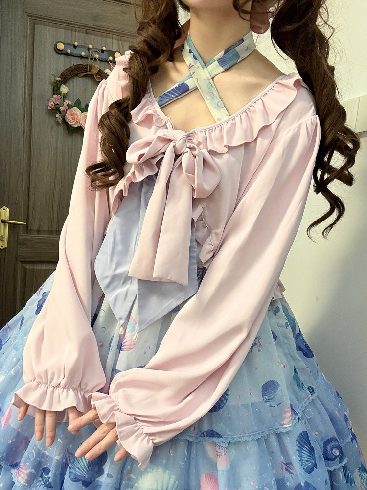 Sweet Pink Lolita Top with Bow and Ruffle Details - NANACO | CoyBunny