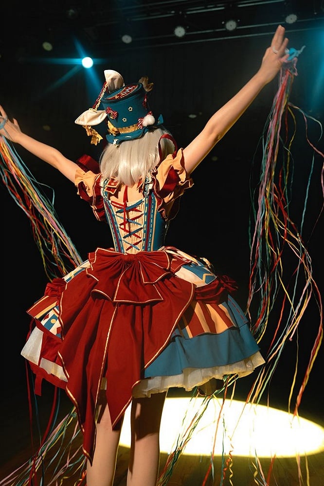 Red and blue bunny circus Sweet Lolita JSK dress ¨C full set styling