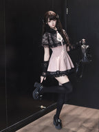 Stripe Dress Set with Lace Cape and Tie - Ekomi | CoyBunny