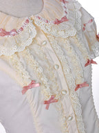 Beige Peter Pan Collar Blouse with Bow & Detachable Sleeves, Sweet Lolita - Alice Girl | CoyBunny
