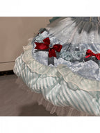 Mint Blue Idol Lolita Top with Flutter Sleeves & High Waist Bubble Skirt Set - Xiao Xin | CoyBunny