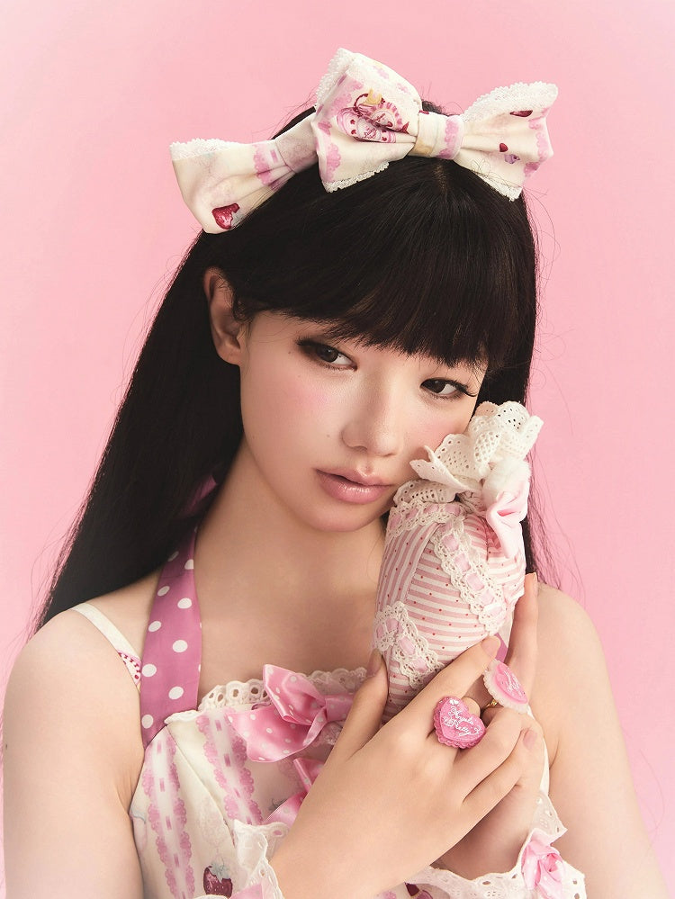 Rose / Cream / Crimson Lolita Bow Hair Clip - Pastry Chef | CoyBunny
