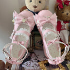 Sweet Pink Platform Mary Janes Bow Embellished Scalloped Heels - Pu Yue Meng | CoyBunny
