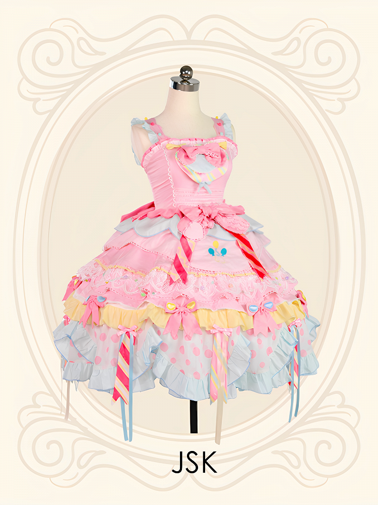Pastel Sweet Lolita JSK Dress with Polka Dots and Scalloped Hem - Dollet | CoyBunny