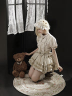 Bow and Ruffle Detail Bubble Skirt with Cross Straps in Beige - Unknown Star | CoyBunny
