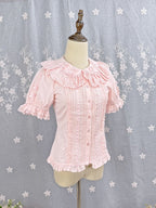 Pink Sweet Lolita Short Sleeve Cotton Blouse Bow Summer | CoyBunny