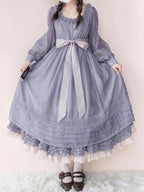 Purple Square Neck Classic Lolita Long Sleeve OP | CoyBunny