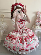 Crimson Bunny Cherry Print Sweet Lolita Jumper Dress - Miss Han | CoyBunny