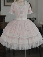 Light Pink Lace OP Dress with Bow Detail - Tiny Garden | CoyBunny