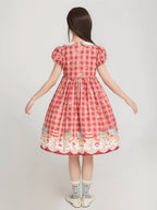 Red High-Waisted Cherry and Dessert Sweet Lolita Gingham Dress | CoyBunny