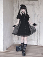 Gothic Halter Dress with Lace and Bow Details - Ekomi | CoyBunny