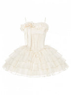 Boned Corset Waist Spaghetti Straps Dress Lolita JSK with Tiered Skirt - With PUJI | CoyBunny