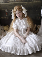 Ivory Checkered Puff Sleeve Lolita One-Piece Dress | CoyBunny