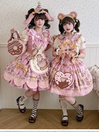 Pink Heart Shaped Sweet Lolita Crossbody Bag - Sheep Puff Bag | CoyBunny