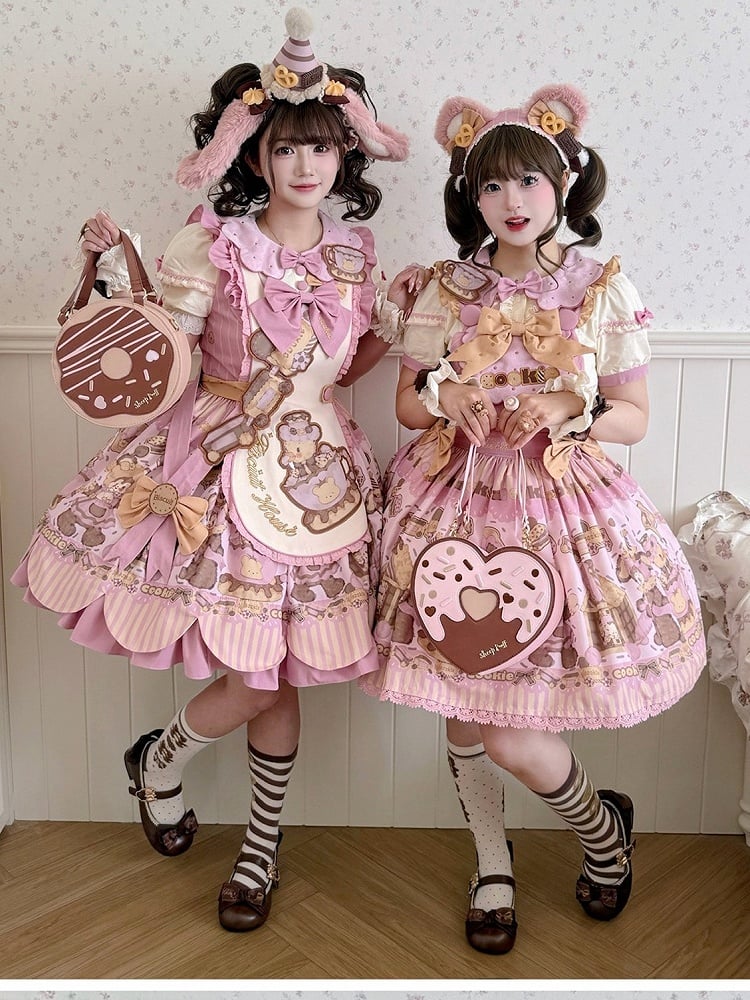 Pink Heart Shaped Sweet Lolita Crossbody Bag - Sheep Puff Bag | CoyBunny