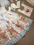 Azure Alice in Wonderland Theme Print Polka-dot Collar Sweet Gown - Forest Fairy Tales | CoyBunny