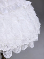Snow Theme Elegant JSK Dress with Pearl and Floral Brooch - Airfreeing | CoyBunny