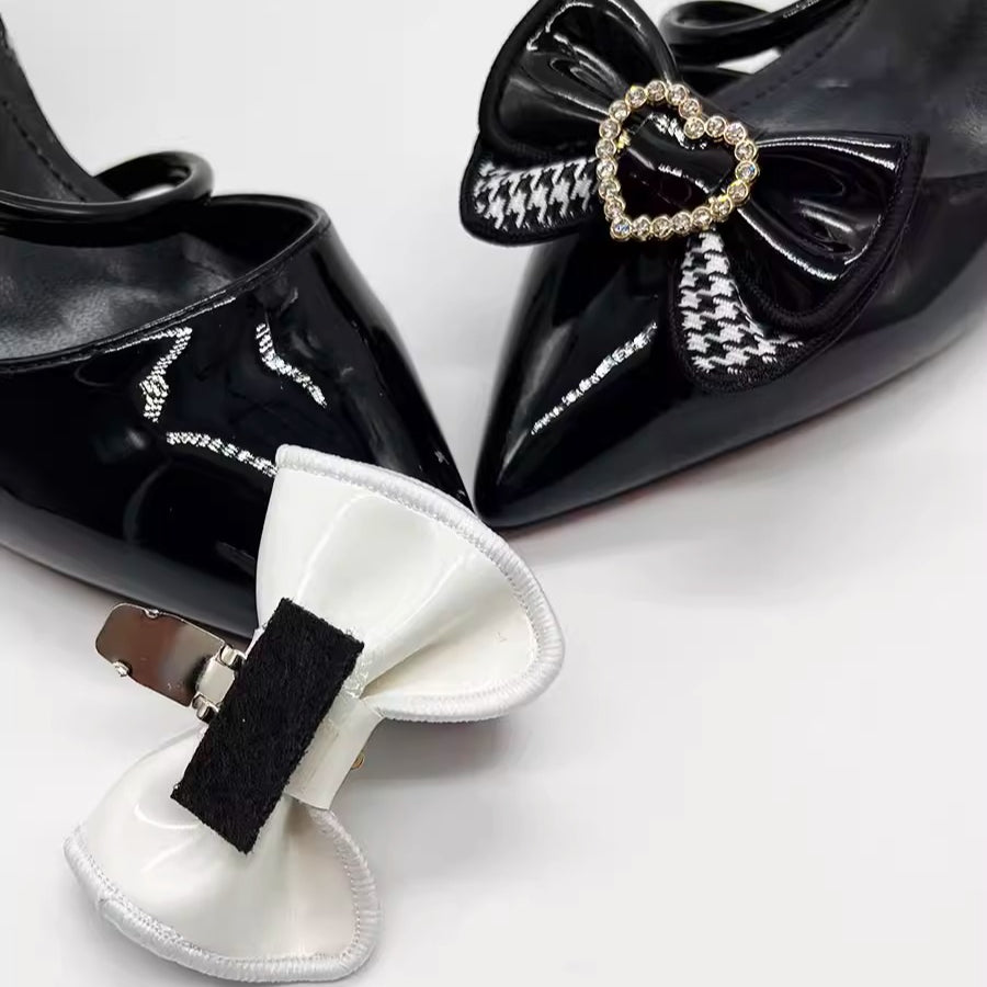 Glossy PU Leather Bow Shoe Clips - Lolita Shoe Accessories | CoyBunny